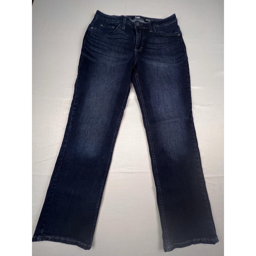 Riders by Lee Straight Leg Jeans Women's Petite 10M Blue Stone Wash Mid Rise